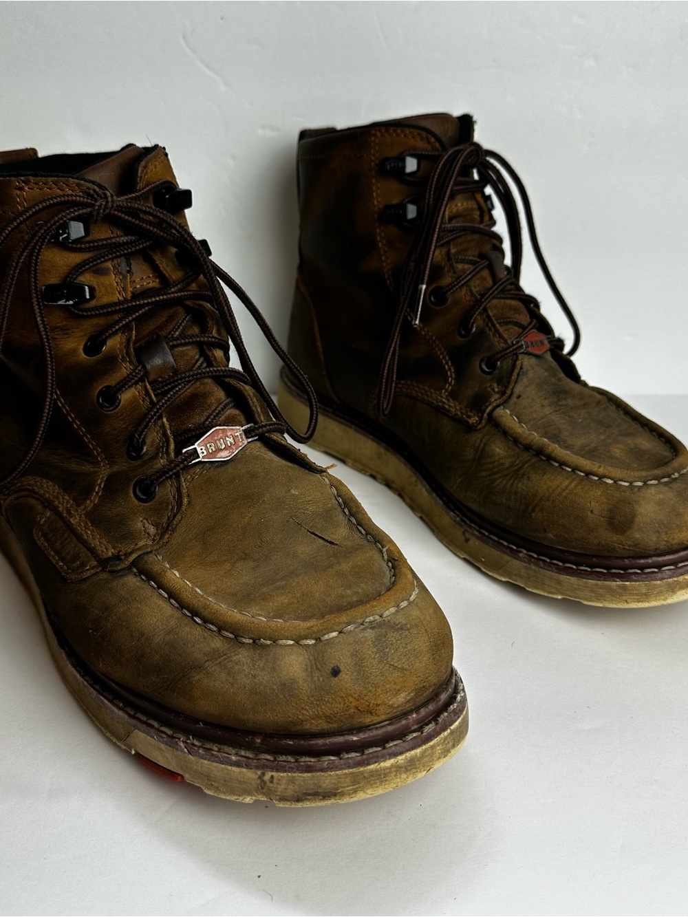 Brunt Work Boots The Marin Soft Toe Men's Size 9.5 M EU 42.5 Shoes Brown Lace Up